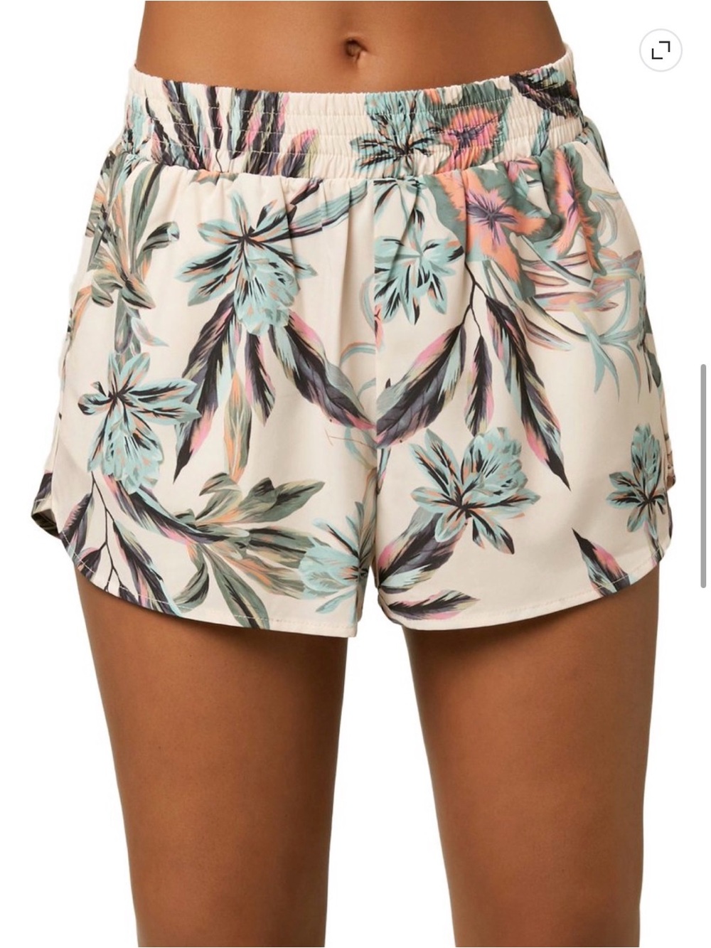 O'Neill “Landing” Vanilla Multicolor Tropical Floral Print Hybrid Board Shorts S
